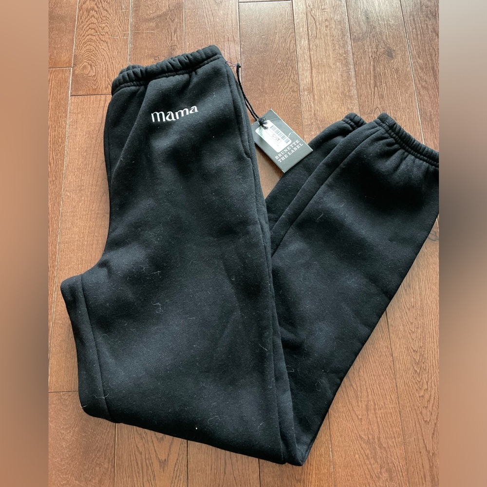 Brunette the Label MAMA embroidered jogger sweatpants fleece NEW